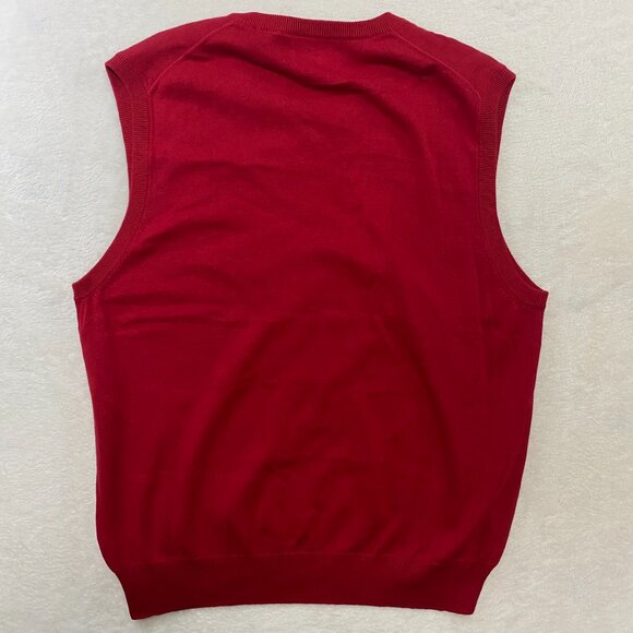 NWT Mens Sz XL Chaps Sweater Vest Red 100% Cotton Light Weight Holiday V-Neck - Picture 5 of 7